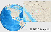 Shaded Relief Location Map of the area around 28° 18' 5" N, 107° 1' 30" W