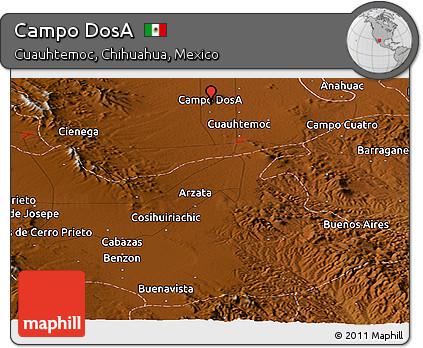 Physical Panoramic Map of Campo DosA