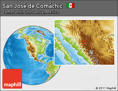 Physical Location Map of San José De Comáchic