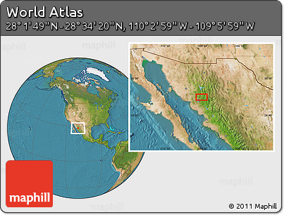 Satellite Location Map of the Area around 28° 18' 5" N, 109° 34' 29" W