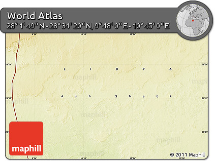 Physical Map of the Area around 28° 18' 5" N, 10° 16' 30" E