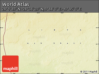 Physical Map of the Area around 28° 18' 5" N, 10° 16' 30" E