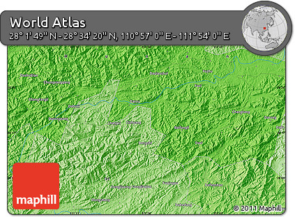 Political Map of the Area around 28° 18' 5" N, 111° 25' 30" E