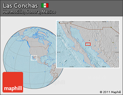 Gray Location Map of Las Conchas, hill shading