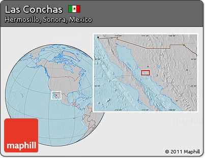 Gray Location Map of Las Conchas, hill shading