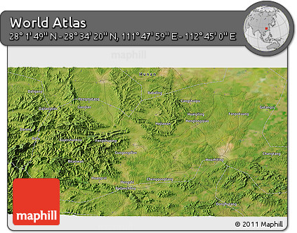 Satellite 3D Map of the Area around 28° 18' 5" N, 112° 16' 30" E