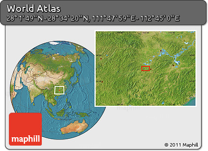 Satellite Location Map of the Area around 28° 18' 5" N, 112° 16' 30" E