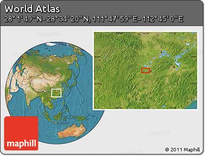 Satellite Location Map of the Area around 28° 18' 5" N, 112° 16' 30" E