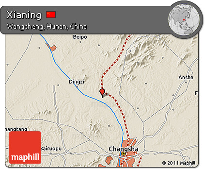 Shaded Relief 3D Map of Xianing