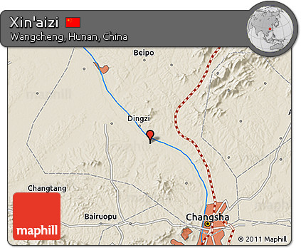 Shaded Relief 3D Map of Xin'aizi