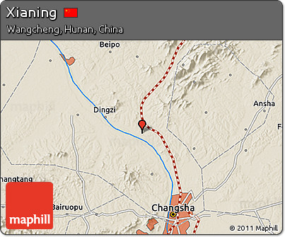 Shaded Relief 3D Map of Xianing
