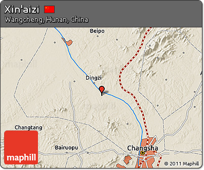 Shaded Relief 3D Map of Xin'aizi