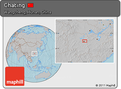 Gray Location Map of Chating, hill shading