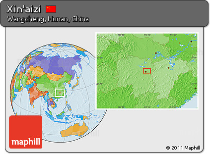 Political Location Map of Xin'aizi