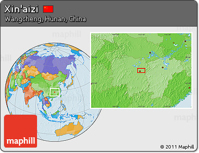 Political Location Map of Xin'aizi