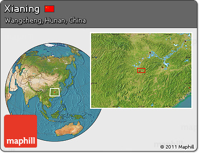 Satellite Location Map of Xianing