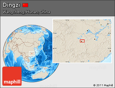 Shaded Relief Location Map of Dingzi