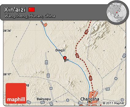 Shaded Relief Map of Xin'aizi