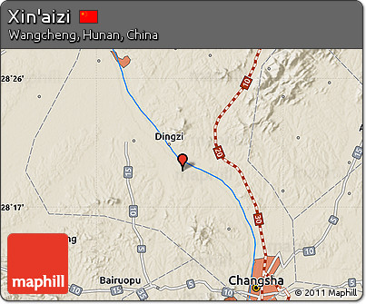 Shaded Relief Map of Xin'aizi