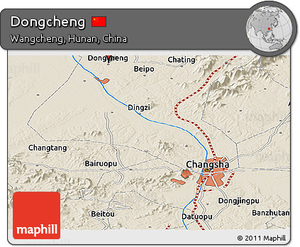 Shaded Relief Panoramic Map of Dongcheng