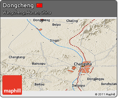 Shaded Relief Panoramic Map of Dongcheng