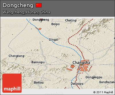Shaded Relief Panoramic Map of Dongcheng