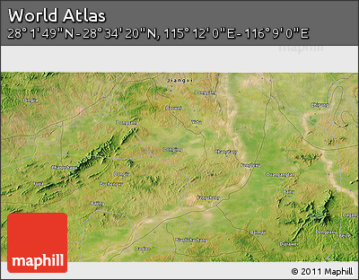 Satellite 3D Map of the Area around 28° 18' 5" N, 115° 40' 30" E