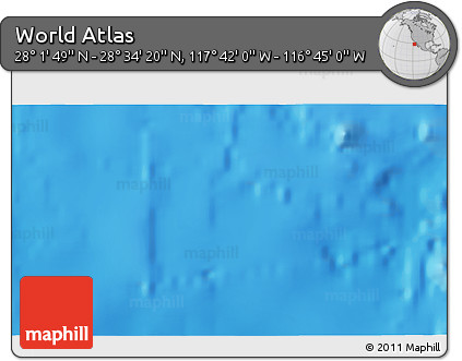 Shaded Relief 3D Map of the Area around 28° 18' 5" N, 117° 13' 29" W