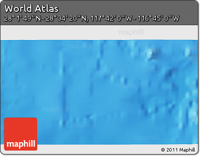 Shaded Relief 3D Map of the Area around 28° 18' 5" N, 117° 13' 29" W
