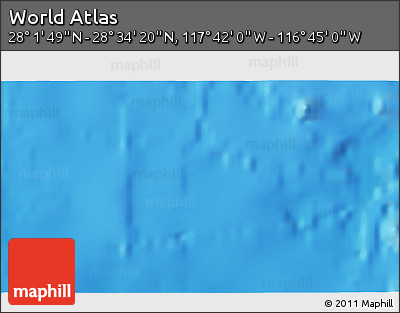 Shaded Relief 3D Map of the Area around 28° 18' 5" N, 117° 13' 29" W