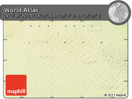 Physical Map of the Area around 28° 18' 5" N, 11° 7' 30" E