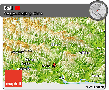 Physical Panoramic Map of Bali
