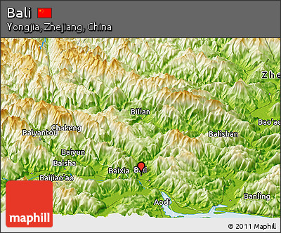 Physical Panoramic Map of Bali