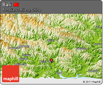 Physical Panoramic Map of Bali