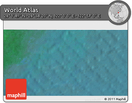 Satellite 3D Map of the Area around 28° 18' 5" N, 122° 28' 29" E