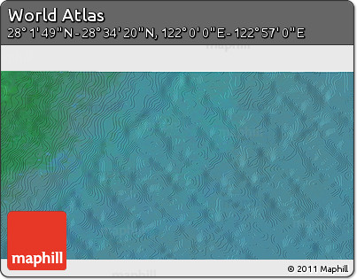 Satellite 3D Map of the Area around 28° 18' 5" N, 122° 28' 29" E