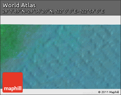Satellite 3D Map of the Area around 28° 18' 5" N, 122° 28' 29" E