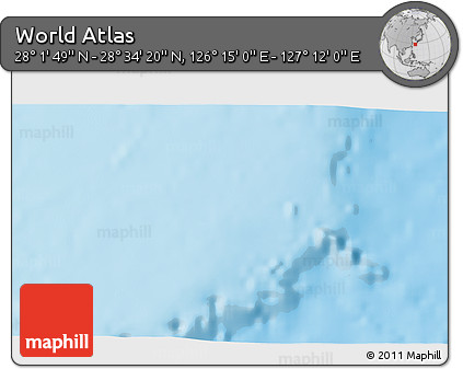 Physical 3D Map of the Area around 28° 18' 5" N, 126° 43' 29" E