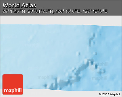 Physical 3D Map of the Area around 28° 18' 5" N, 126° 43' 29" E