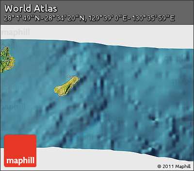 Satellite 3D Map of the Area around 28° 18' 5" N, 130° 7' 30" E