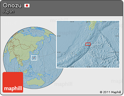 Savanna Style Location Map of Onozu, hill shading