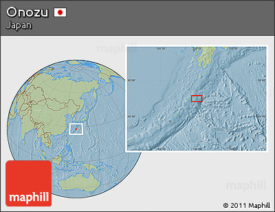 Savanna Style Location Map of Onozu, hill shading