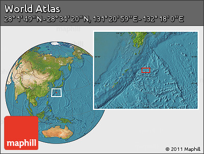 Satellite Location Map of the Area around 28° 18' 5" N, 131° 49' 29" E