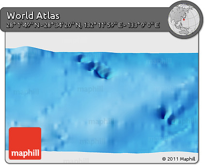 Physical 3D Map of the Area around 28° 18' 5" N, 132° 40' 30" E