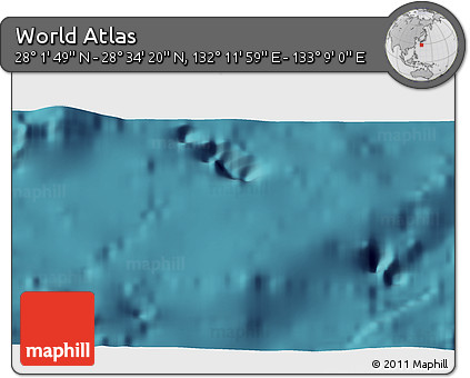 Satellite 3D Map of the Area around 28° 18' 5" N, 132° 40' 30" E
