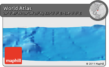 Physical Panoramic Map of the Area around 28° 18' 5" N, 133° 31' 30" E