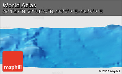 Physical Panoramic Map of the Area around 28° 18' 5" N, 133° 31' 30" E