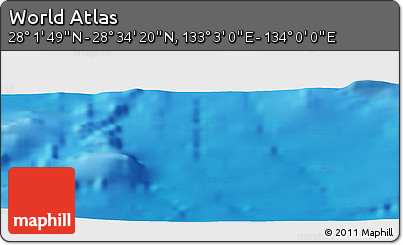 Physical Panoramic Map of the Area around 28° 18' 5" N, 133° 31' 30" E