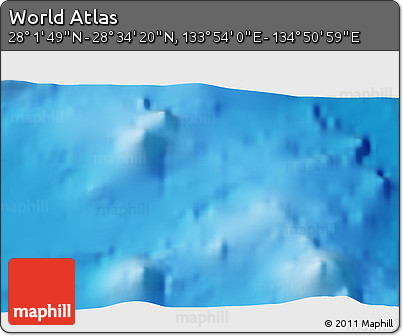 Physical 3D Map of the Area around 28° 18' 5" N, 134° 22' 30" E