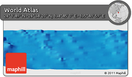 Physical Panoramic Map of the Area around 28° 18' 5" N, 135° 13' 29" E